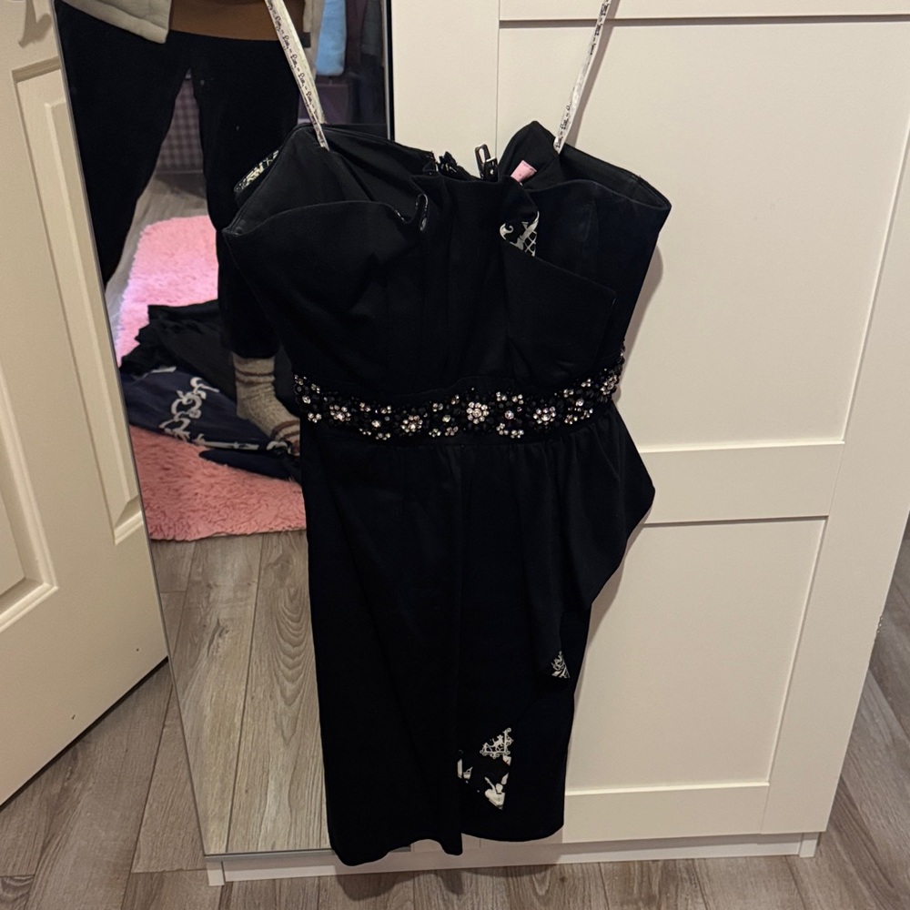 Lilly Pulitzer Black Strapless Dress with Floral Accents
